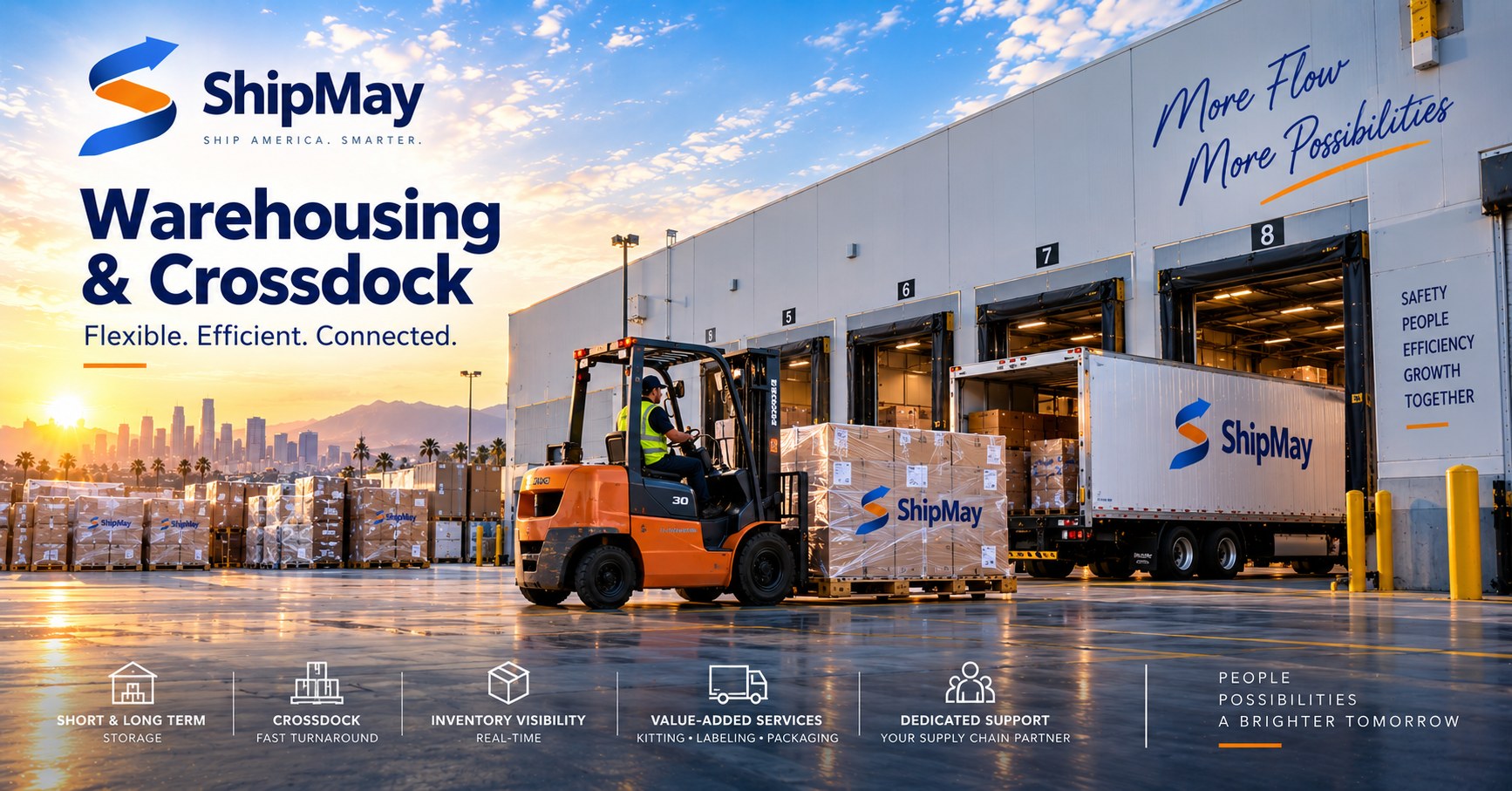 ShipMay 仓库与转运操作——叉车在月台装卸托盘货